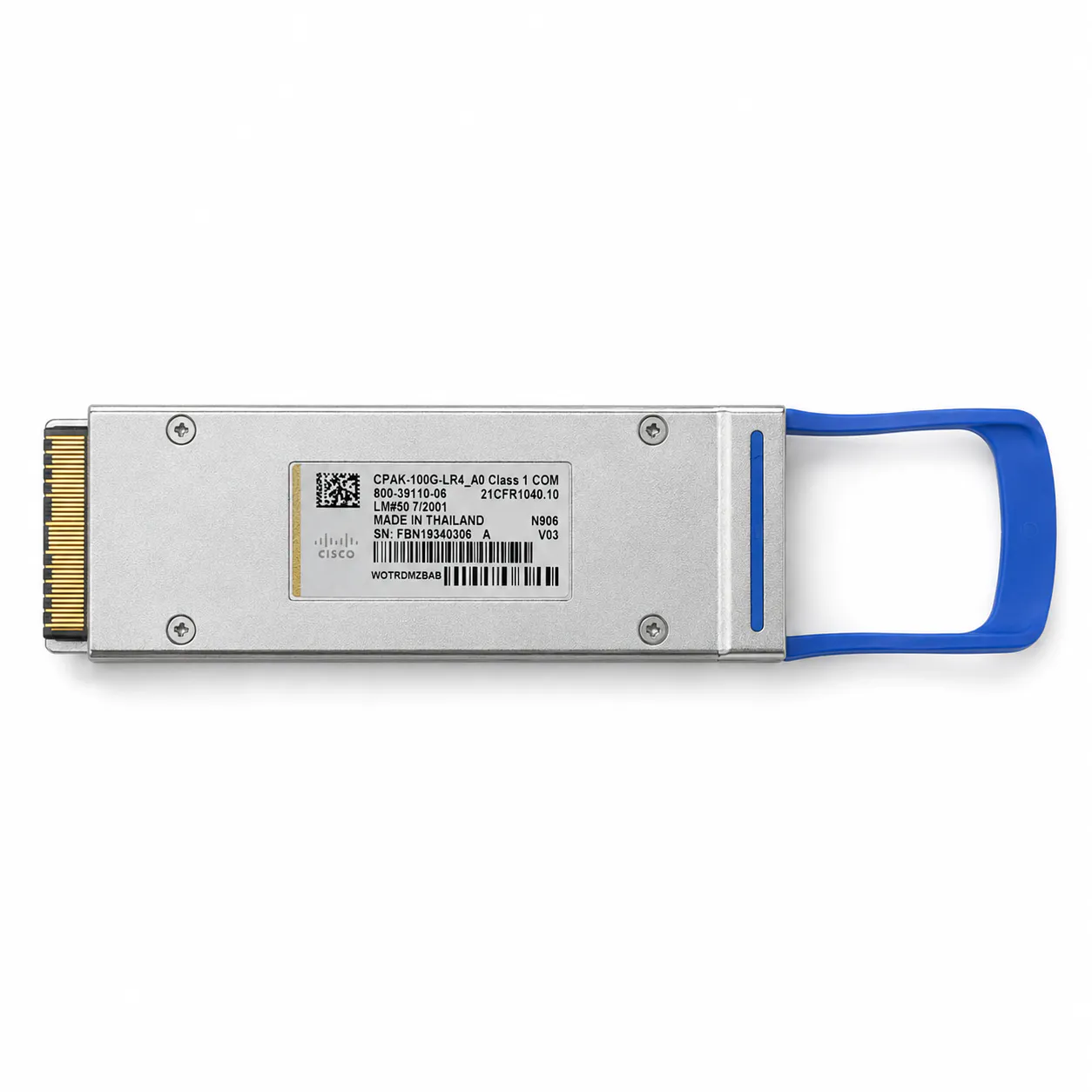 Cisco CPAK-100G-LR4 100G CPAK LR4 Optical Transceiver (Used) — Gold-wire label - 第 1 张图片
