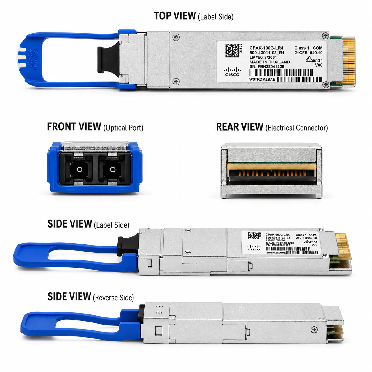 Cisco CPAK-100G-LR4 100G CPAK LR4 Optical Transceiver (Used) — Holographic label 缩略图 5